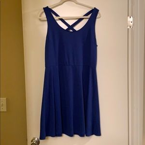 Blue mini dress with criss cross back